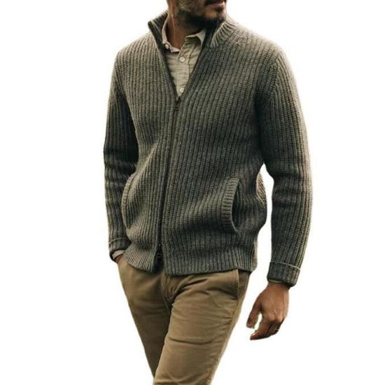 Pull Col Rond COOFANDY Homme - Hiver Chaud - Maille Fine Rayures - Coupe Régulière