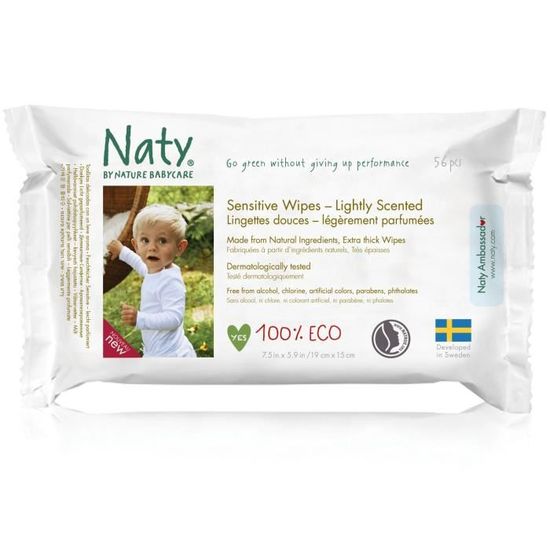 NATY Lingettes douces écologiques parfumées - Lot de 56