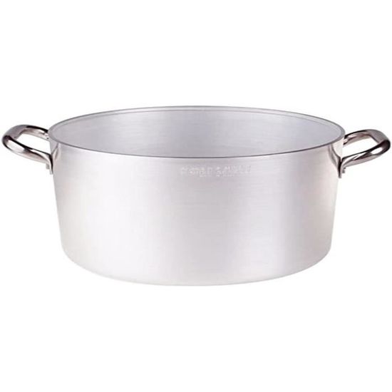 Pentola Agnelli ALMA104PI28 – Casseruola Alta 28 Cm In Alluminio, Fondo Induzione, 2 Manici, Made In Italy