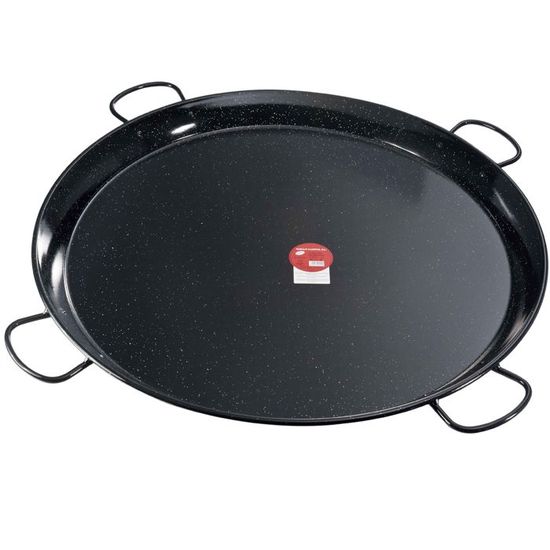 Plat à Paella VAELLO En Acier émaillé - Diamètre 40 Cm - Avec 2 Poignées - Résistant, Facile à Nettoyer - Pour Cuisson Au Gaz Extérieur