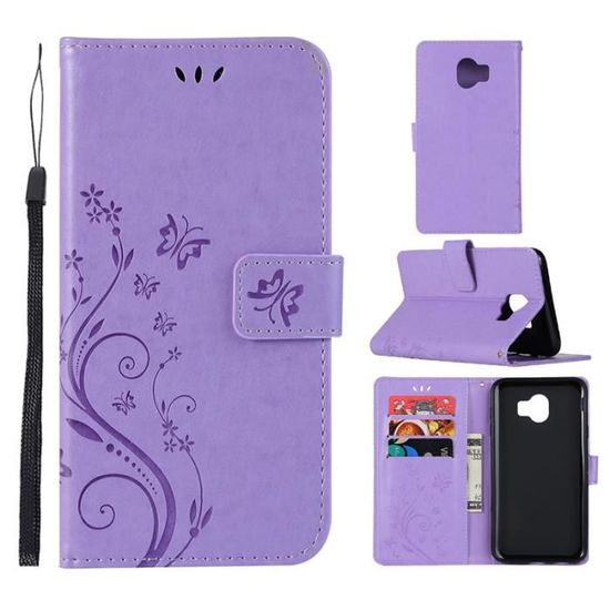 Housse Pour Samsung Galaxy J4 2018 5.5 Papillon violet clair Coque etui a rabat cartoon garcon