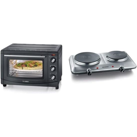 Mini-Four À Chaleur Tournante 20 L Avec Pierre À Pizza Et Tournebroche