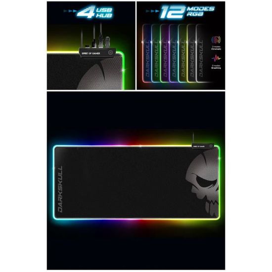 Spirit Of Gamer – Tapis DE Souris RGB Medium - Rétro-Eclairage LED  Lumineuse 10 Modes + RGB Colors – Texture Confort – Base Antidérapante –