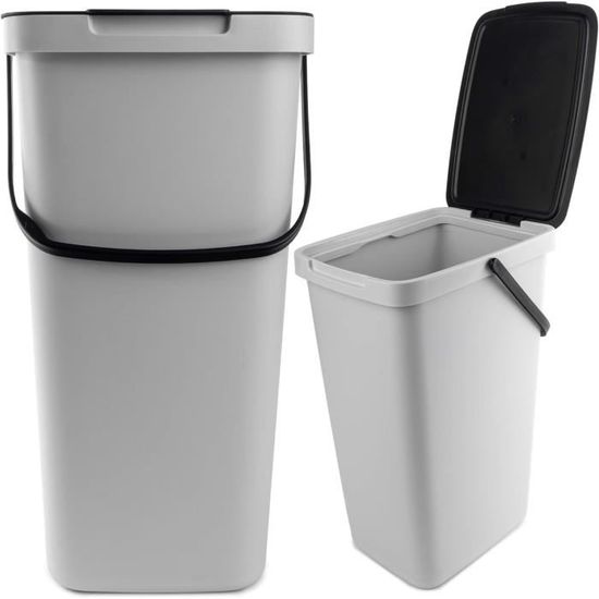 Poubelle Tri Sélectif KADAX Salans 25 L – Couvercle Charnière, Poignée, Plastique Robuste (Bleu)