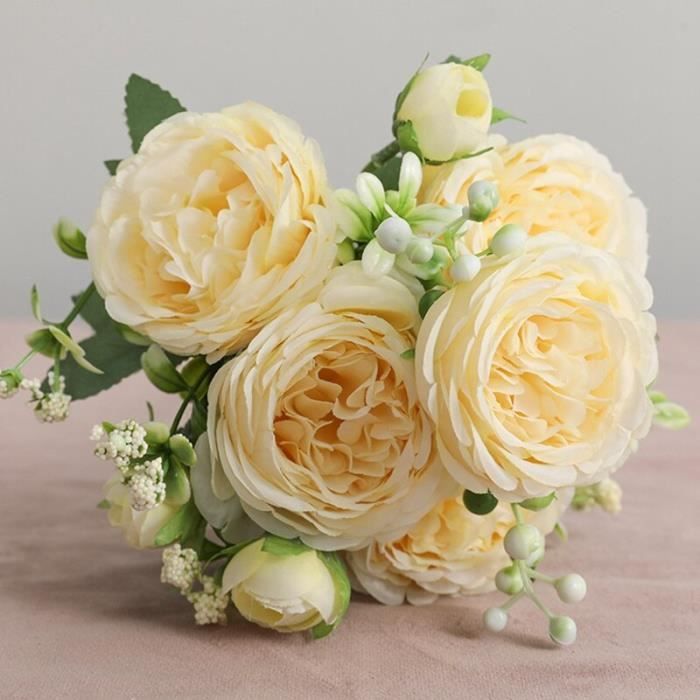Fleurs Artificielles Sechees Fleurs Artificielles Petite Soie Rose Pivoine Tete Fleur Mariage Fete Decoration Cadeau Maison