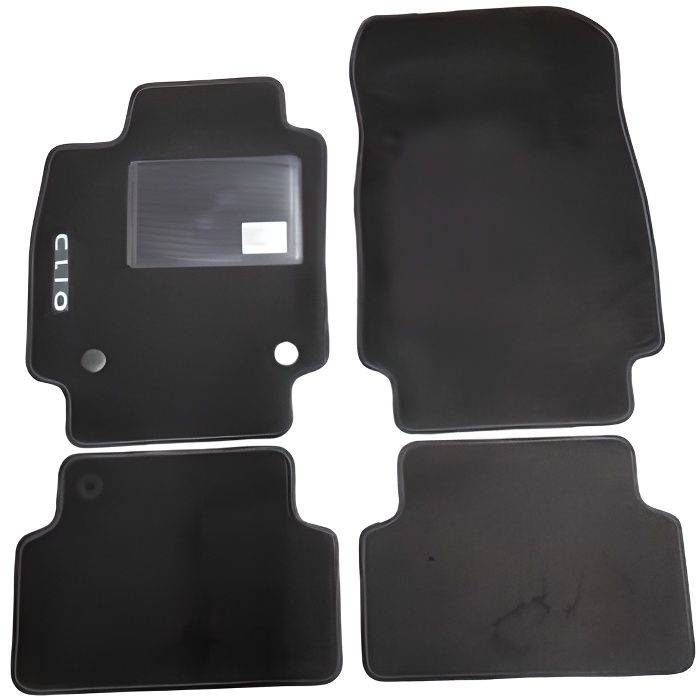Kit 4 Tapis de sol Auto pour RENAULT CLIO IV 2016-2019, avec sigle CLIO, avec CLIPS, Neuf.