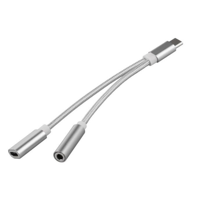 2 en 1 Type C à 3,5 mm Adaptateur chargeur Jack audio casque Câble USB pour Samsung S9 phone charge cable 911