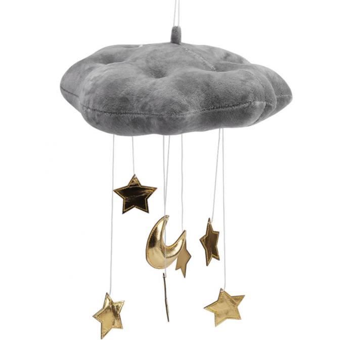 Nuage Pendaison Décoration Flottant Nuage Pendentif avec Lune Étoiles Lit de Bébé Chambre Jouer Tente Mur Art Décor-Gris