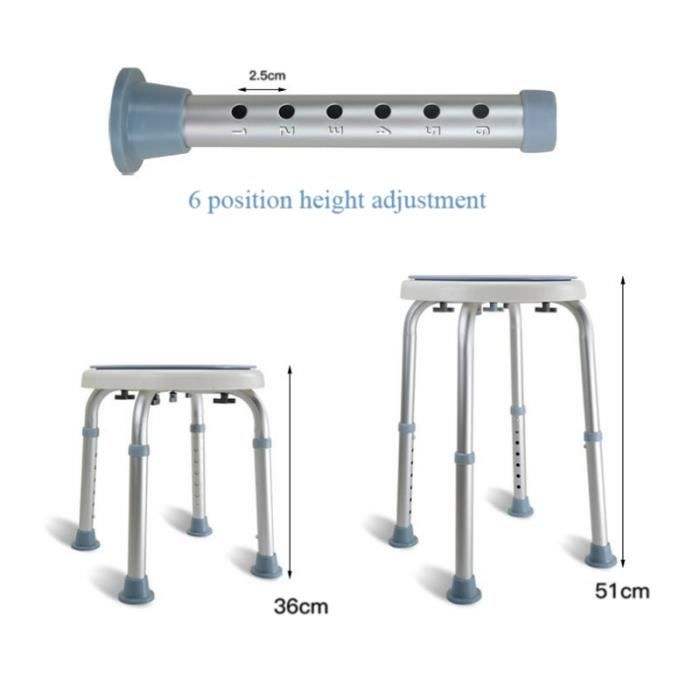 YYIS Tabouret De Douche Ergonomique Chaise De Bain Réglable Hauteur En Aluminium