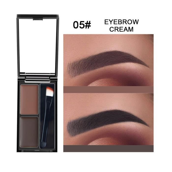 SOURCILS Kit d'ombrage cosmétique de palette de sourcils de poudre de sourcil de 2 couleurs avec le miroir de brosse E WTX80627483E