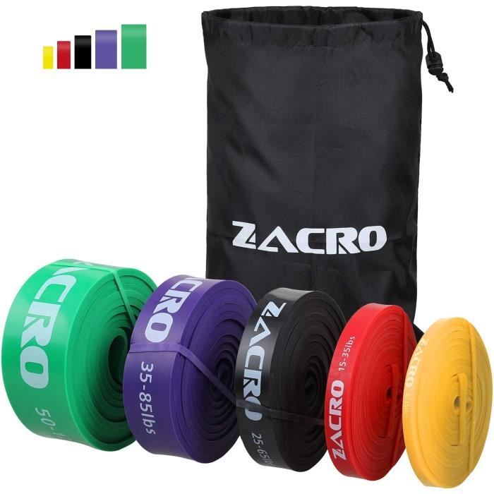Zacro 5pcs Bande Élastique Fitness Bande de Résistance pour Fitness, Yoga, Musculation Pilates Entrainement Crossfit et Motrice, Ent