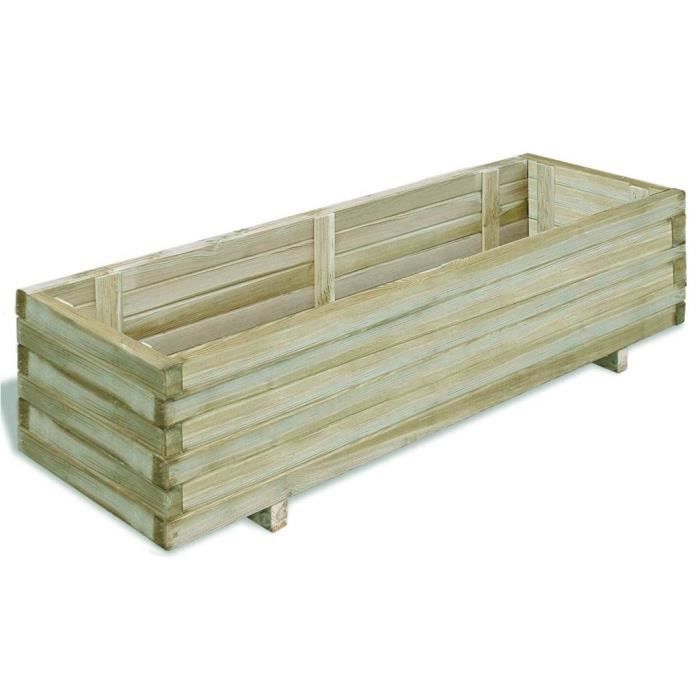 Jardinière Bac à Fleurs Rectangulaire en Bois FSC 120*40*30 cm