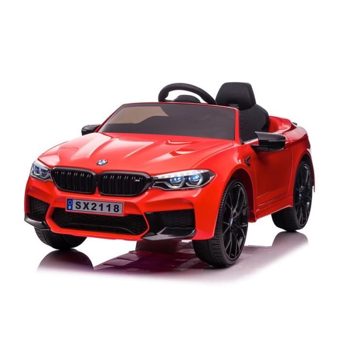 Voiture électrique pour enfants BMW M5 12v. Couleur rouge. Siège avec housse et roues en caoutchouc. commande parentale.De 1 à 5 ans