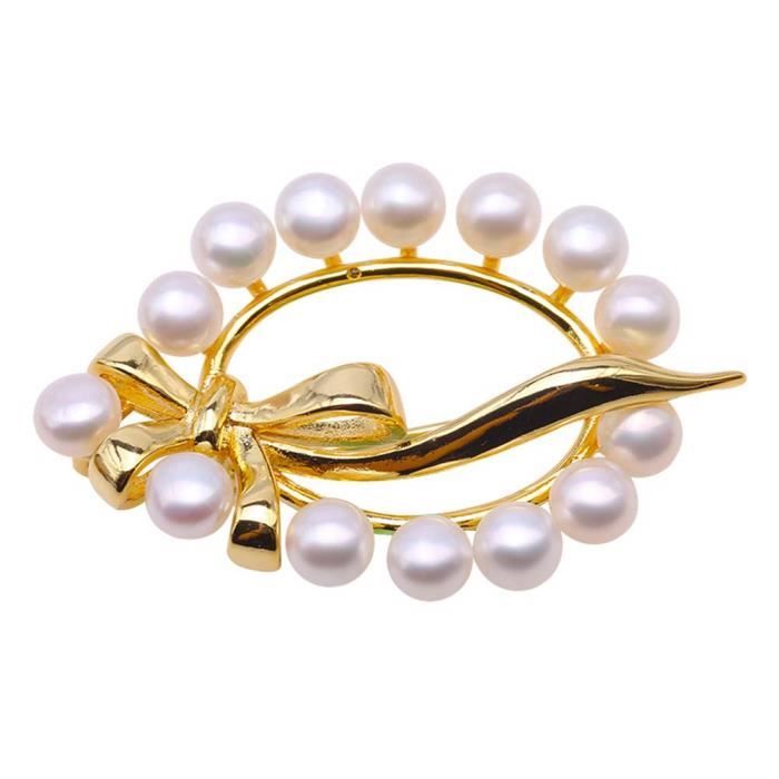 Jyx Unique Jewellery 5,5 mm Rond Plat Blanc Perle d'eau Douce Broche, Pendentif Type de Double Usage pour Mariage