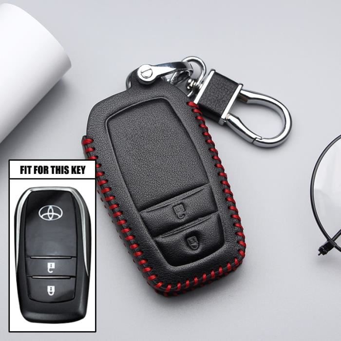 Coque clé,Pour Toyota Avensis Corolla Prius Camry Vitz RAV4 C HR Yaris Auris voiture porte clés porte clés - Type 2Button Red Line#B