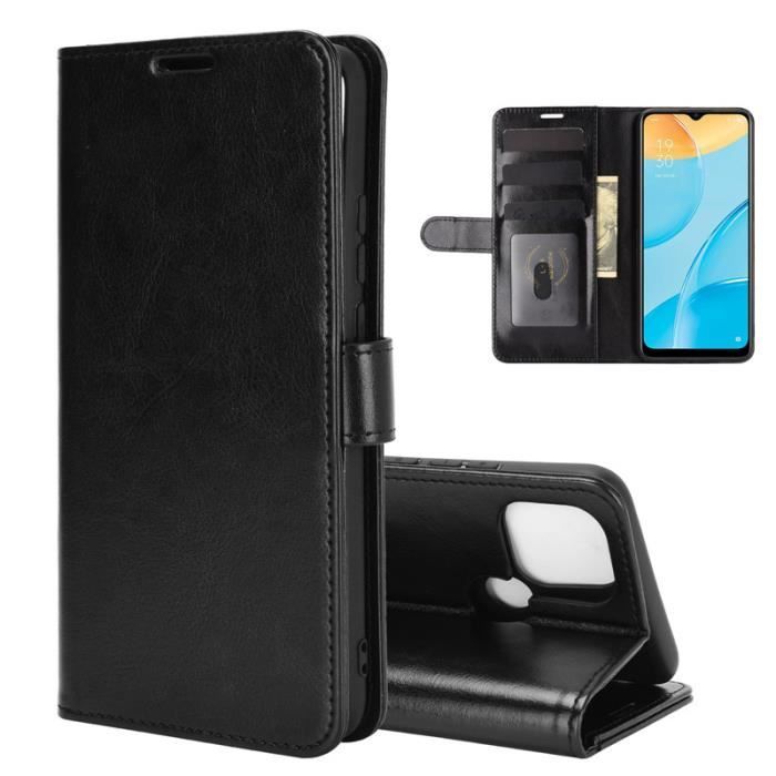 Étui OPPO A72 (5G), Noir Étui Folio Portefeuille Cuir Mode Magnétique Slim Housse Protection 360 degré Antichoc