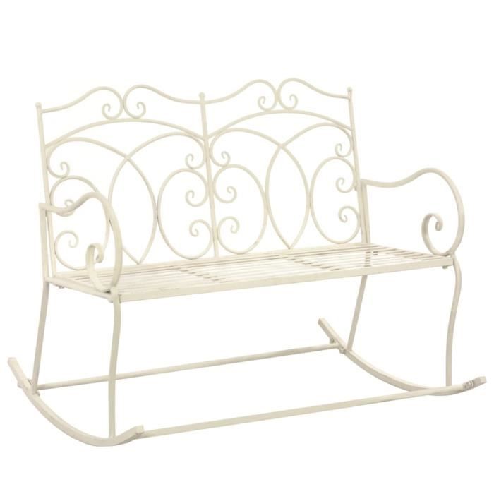 Superbe Luxueux :49551: Banc de jardin Compréhension - Banc d’extérieur Chaise de jardin 104 cm Fer Blanc antique