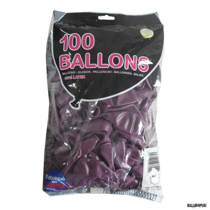 100 Ballons de Baudruche couleur Prune -