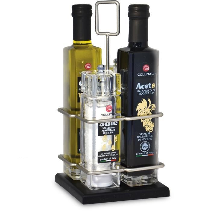 COLLITALI CONTESSA Huilier spray 4 pièces : huile olive, vinaigre balsamique Modène 2 x 250 ml : 2 moulins sel 85 g, poivre 37 g