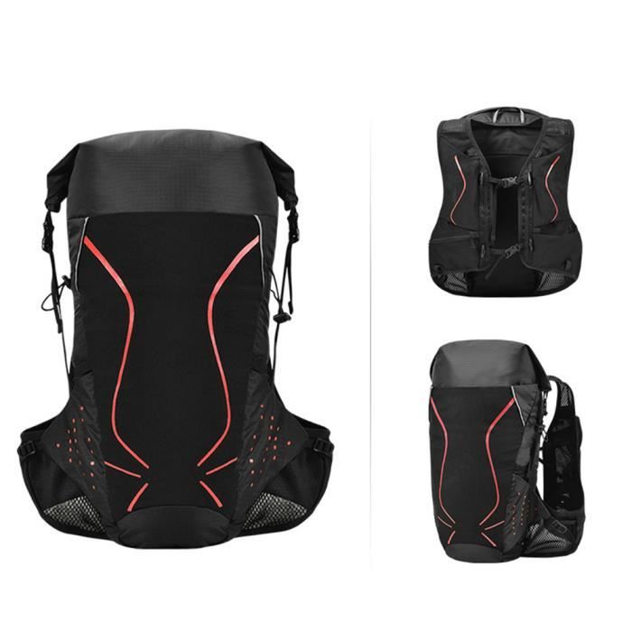 Sac À Dos 15L Nylon Unisexe Extérieure Étanche Vélo De Montagne Sac À Bandoulière (Noir Rouge 15L) -CET