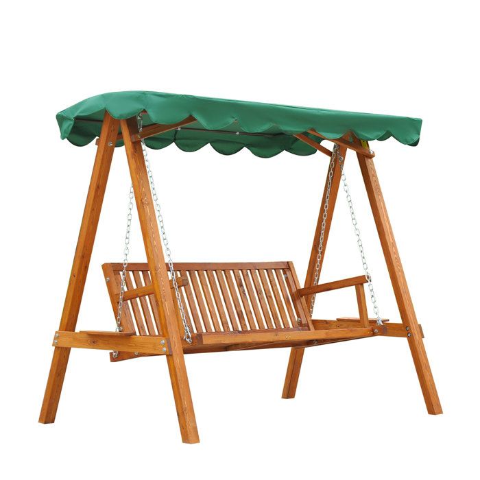 Balancelle balancoire hamac banc fauteuil de jardin bois de pin 3 places charge max. 300kg 02