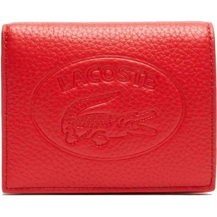 Porte-monnaie Lacoste femme en cuir ref_48302 D50 11.5*18*1 Rouge