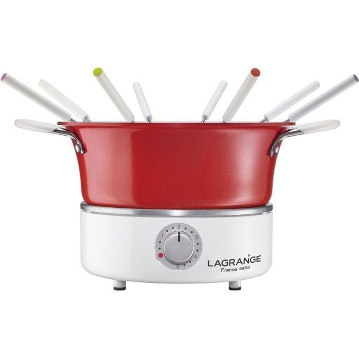 LAGRANGE Fondue festiv' avec ramequin - 900W - 8 fourchettes à fondue - Caquelon 1,2L