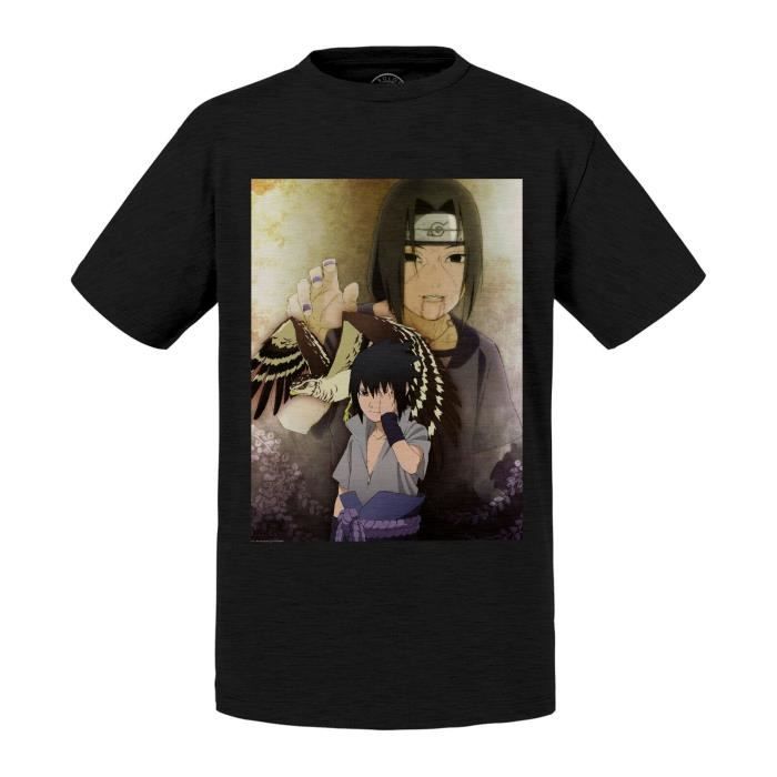 T-shirt Enfant Noir Naruto Sasuke Itachi Uchihua Manga Japon Anime