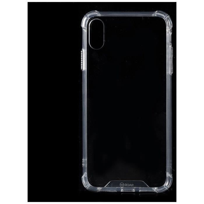 Coque silicone iPhone XS Max Transparente Roar, Transparent, Souple, Silicone, Anti choc (Transparent)
