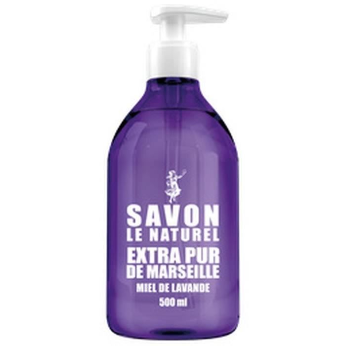 LOT DE 6 - SAVON LE NATUREL Extra pur de Marseille Savon liquide Miel de Lavande 500 ml