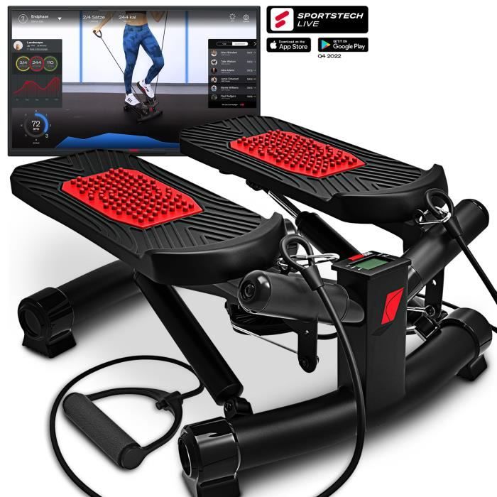 Sportstech Stepper d'appartement Twister STX300 - Aérobic avec Cordes élastiques Swing Stepper - débutants et Professionnels