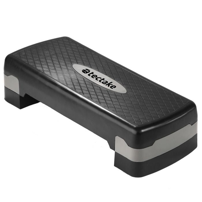 TECTAKE Planche de Step, Stepper 2 Hauteurs, 68,5 cm x 29 cm Gris Noir