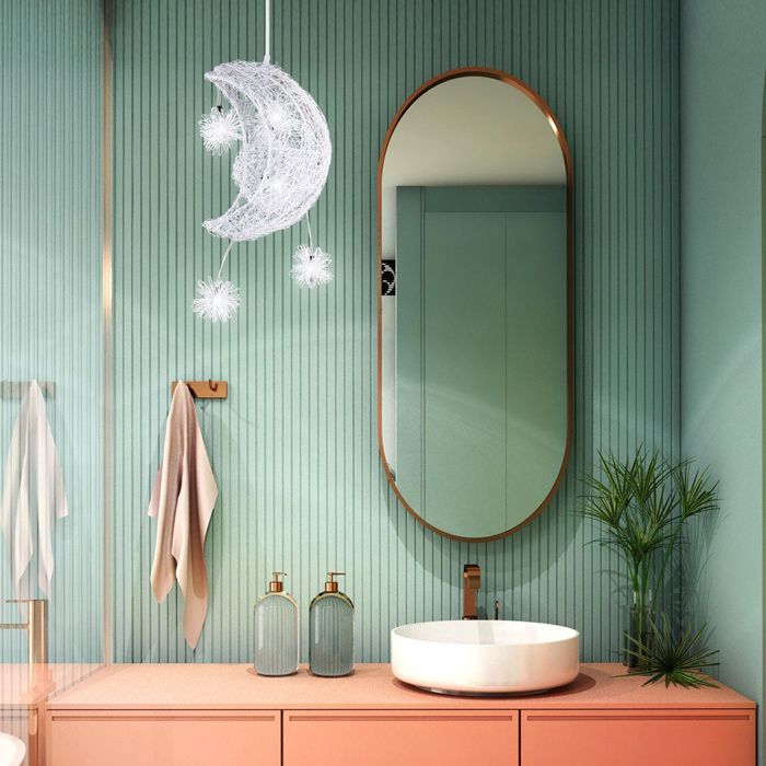 SNO Lustre Luminaire Lune Étoiles LED Lustre Plafonnier avec 5 Ampoules Éclairage pour Chambre dEnfants - 20CM Lumière Blanche