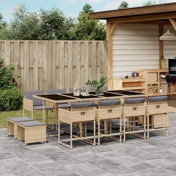 vidaXL Ensemble à manger de jardin 13 pcs Mélange - vue 2