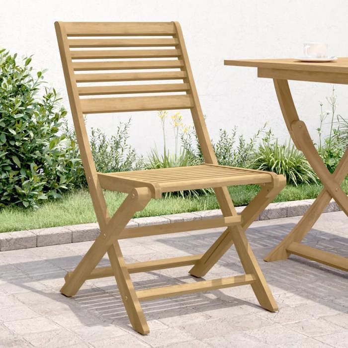 vidaXL Chaises pliables de jardin lot de 8 bois massif d'acacia chaise de jardin en bois chaise pliable meuble 3214229 - vue 2