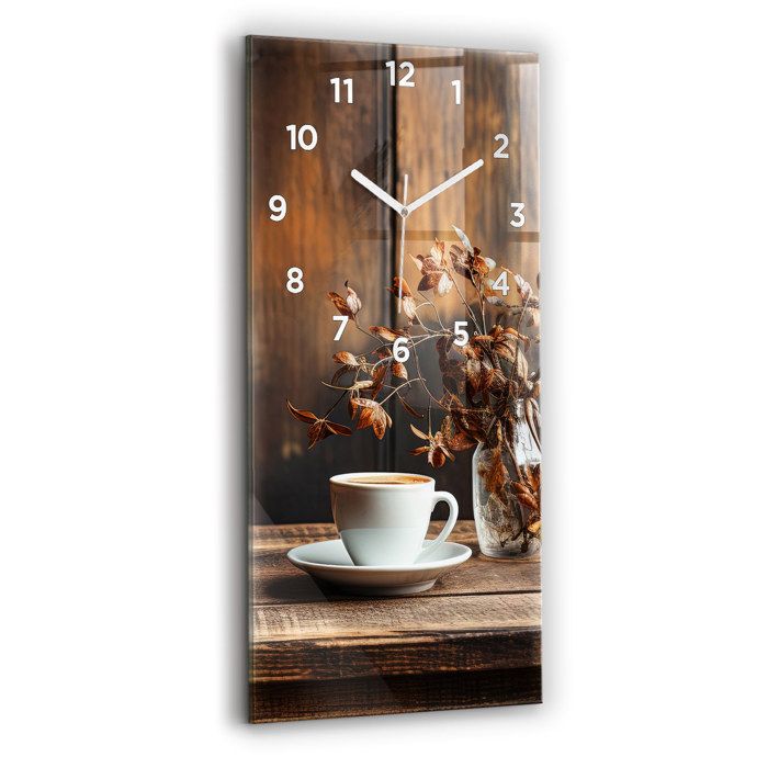 Decortapis Horloge murale en verre Horloge Rectangulaire 30x60cm tasse de café