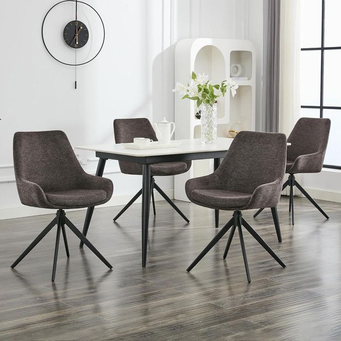 DYHOME Lot de 4 Chaises de Salle à Manger Chaise Pivotante Sans Accoudoir Ensemble de Chaises en Métal Noir