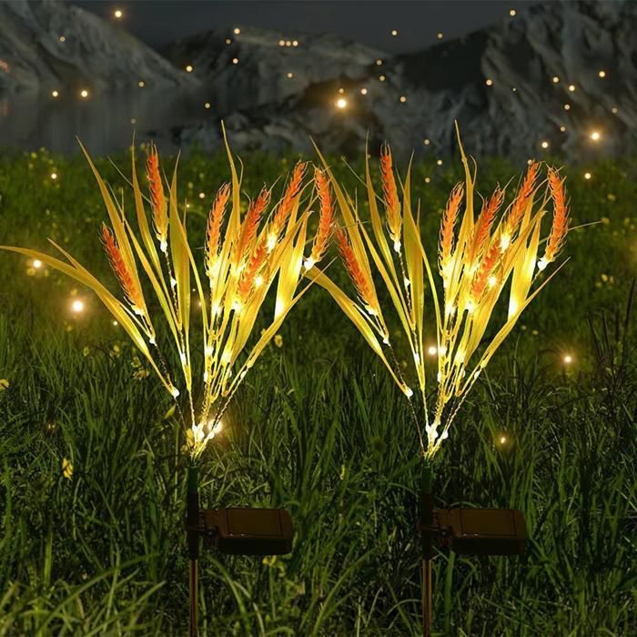 2 Pcs Solitaire Fleur Extérieur Étanche Blé Riz Épi Pieu Jardin Pelouse Thanksgiving