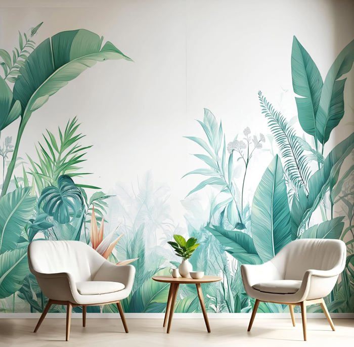 Papier Peint Panoramique Plantes De La ForêT Tropicale 350x256 CM (W×H ...