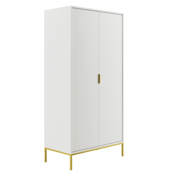 Armoire 2 portes Petits-meubles - Seattle - 100 x 55 x 205 4cm - Blanc Armoire 2 portes Petits-meubles - Seattle - 100 x 55 x 205 4cm - Blanc
