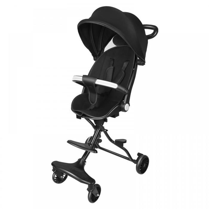 YIPEEMA. POUSSETTE BÉBÉ CADRE NOIR + COUSSIN NOIR + TENTE NOIR PUR 30*55*865CM NOIR.