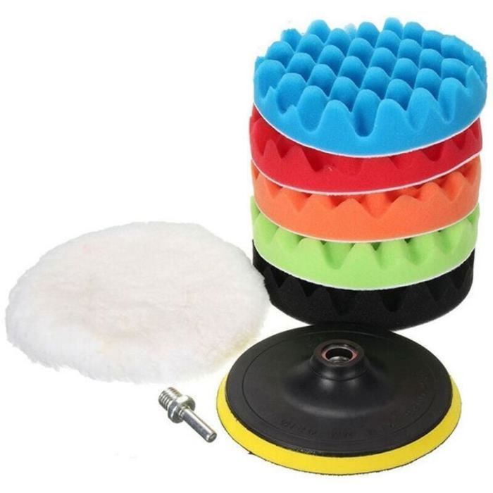 Kit 8 Pièces Disques Polissage 100mm - Tampons Laine Avec Adaptateurs M14 M10 Pour Perceuse