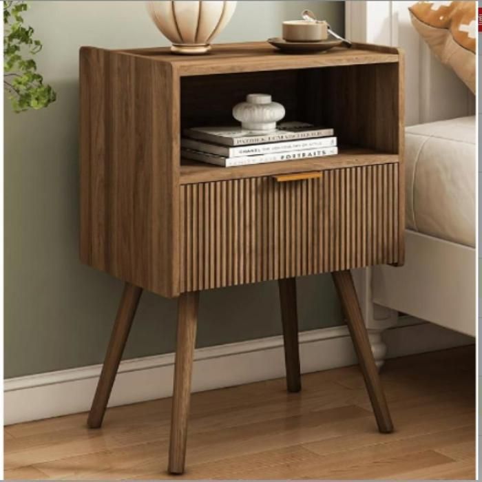 Table de chevet - Bois Table de chevet - Avce 1 tiroirs + 1 Compartiment ouvert - 42*30*65cm - Marron