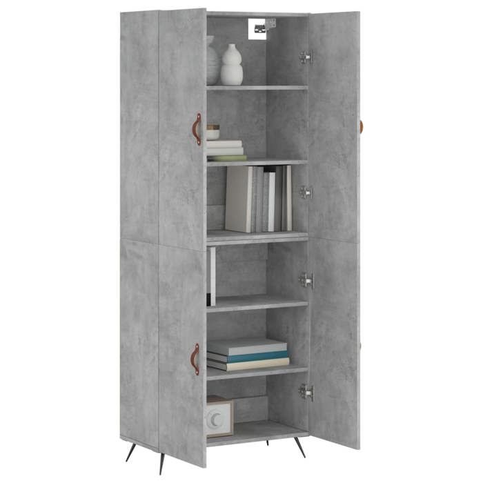 RemiseArmoire haute/Buffet haut - Décor salon/cuisine - Gris béton 69 5 x 34 x 180 cm Bois dingénierie *aspect pratique6066299