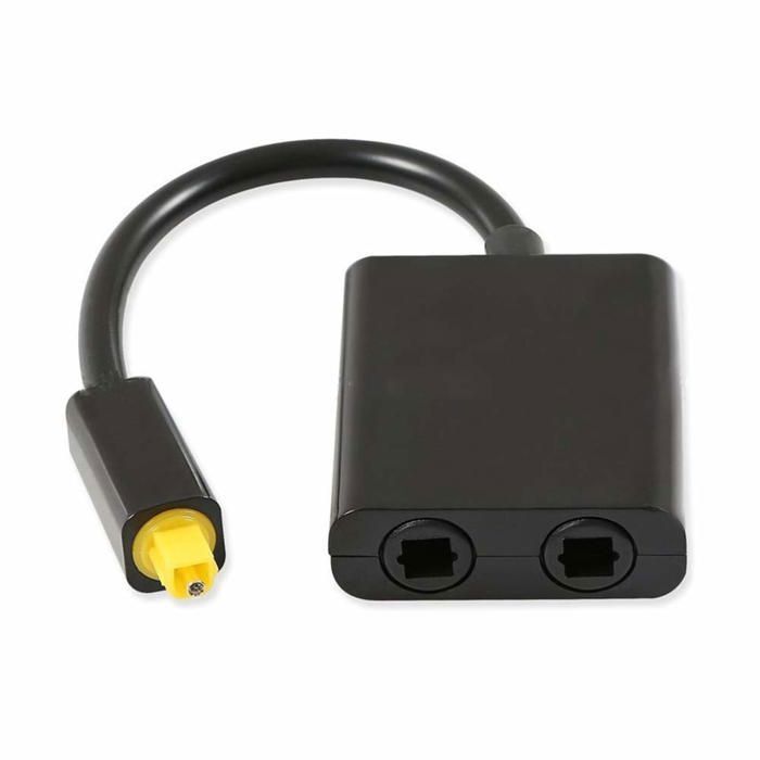 Neoteck Répartiteur de câble optique, adaptateur audio 1 entrée 2 sorties avec câble Toslink de 1 m, répartiteur optique Spdif Toslink 2 voies compatible PCM2.0/DTS/Dolby-AC3 pour barre de son HDTV