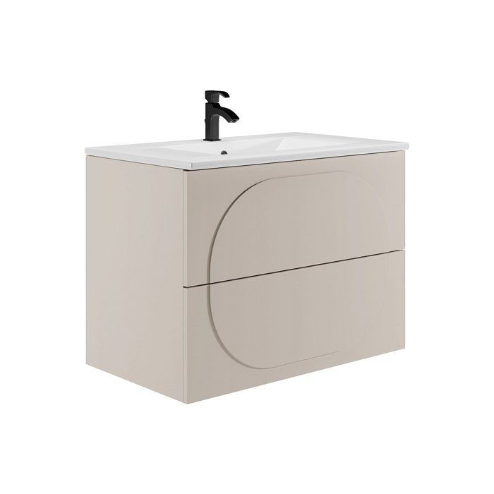 Meuble de salle de bain suspendu avec vasque à encastrer - Beige - 80 cm - VUTOMA