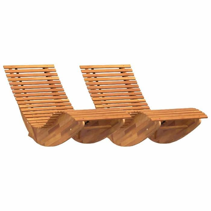 @FRENCH Transat/Chaises longues(2 personnes) - TOP VENTES - Jusquà 120 kg - berçantes 2 pcs Marron 154x60x74cm 1775452