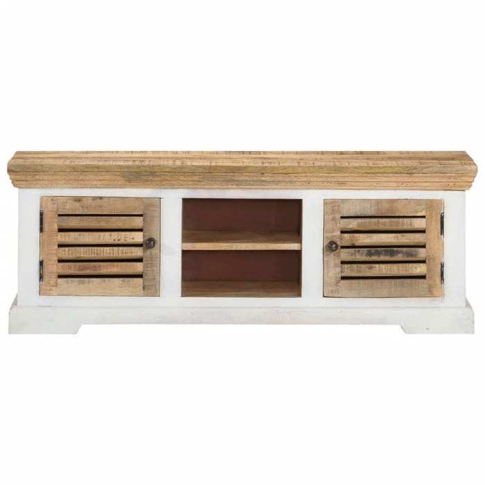 @FRENCH Meuble de rangement - TOP VENTES - Meuble TV 110x30x40cm Bois massif de manguier 9988506
