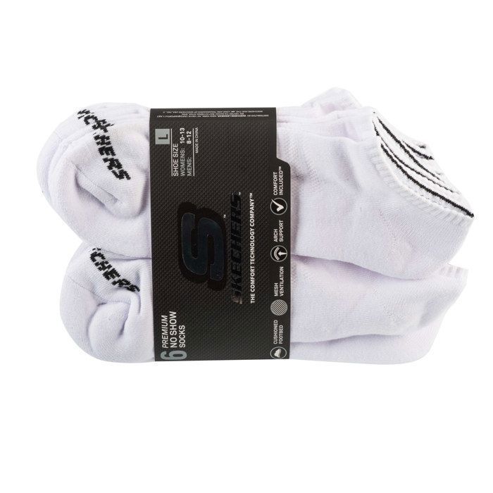 Chaussettes Unisexe - Blanc - Skechers 6pk Unisex 1/2 Terry Crew