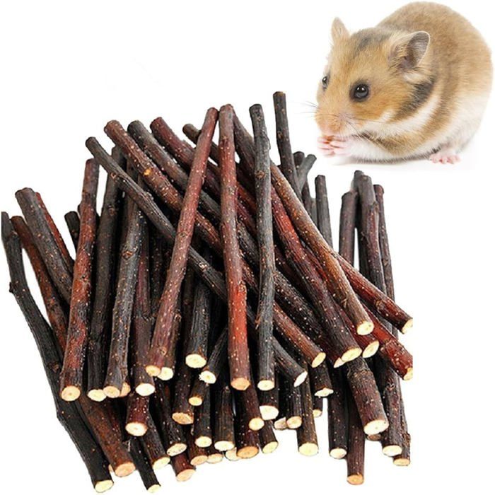 Bâtonnets à Mâcher Bois De Pommier Naturel Compagnie Jouet Croquer Lapins Petits Animaux Branche Molaire Hamster (40pcs)